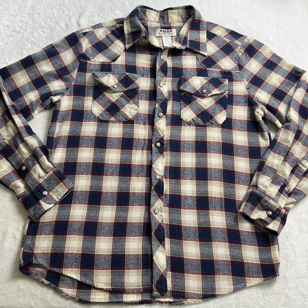 Duke Haband Pearl snap flannel shirt men’s size medium